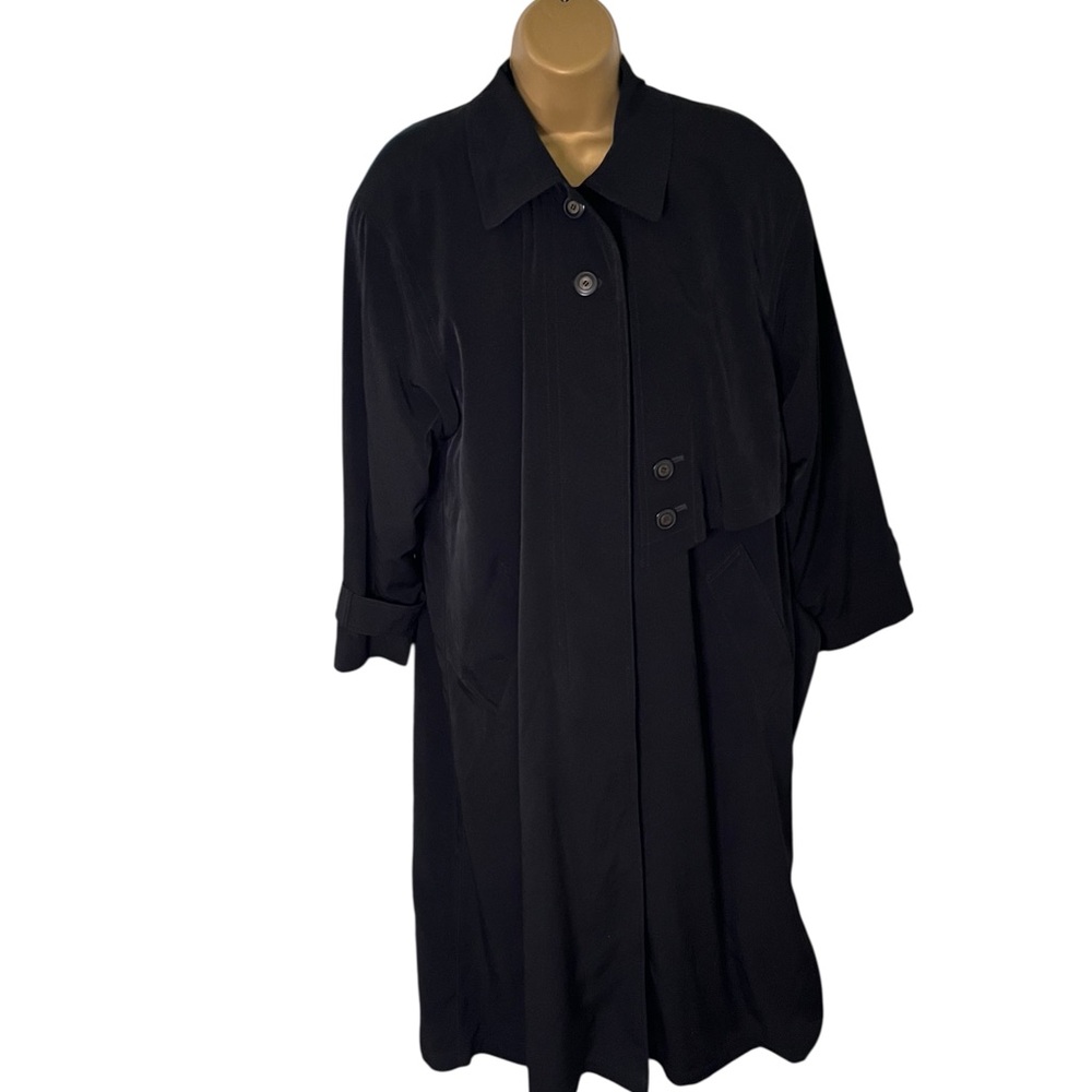 Vintage 90s Misty Harbor Trench Coat Double Breasted Button Front Black 10P